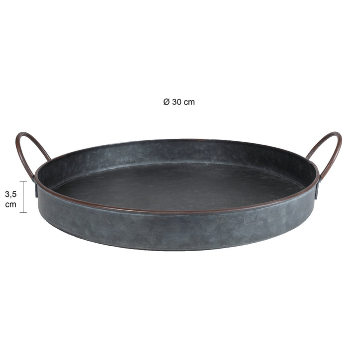 QUVIO Dienblad vintage met handvaten metaal - 30 CM (1)