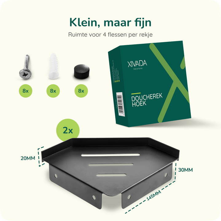 XIVADA Doucherek Huca - Hoekrek - Boren - Rvs - Zwart - Set van 2 (7)