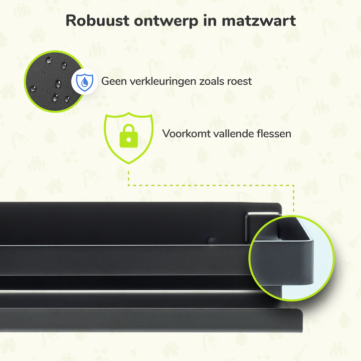 XIVADA Doucherek Teca - Boren - Zelfklevend - Rvs - 30 CM - Zwart (5)