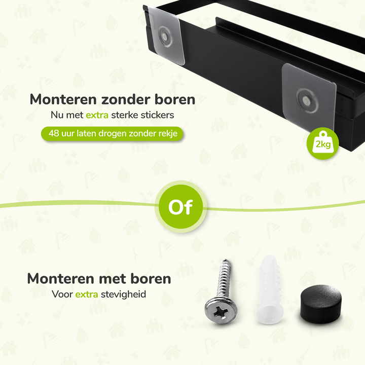 XIVADA Doucherek Teca - Boren - Zelfklevend - Rvs - 30 CM - Zwart (6)