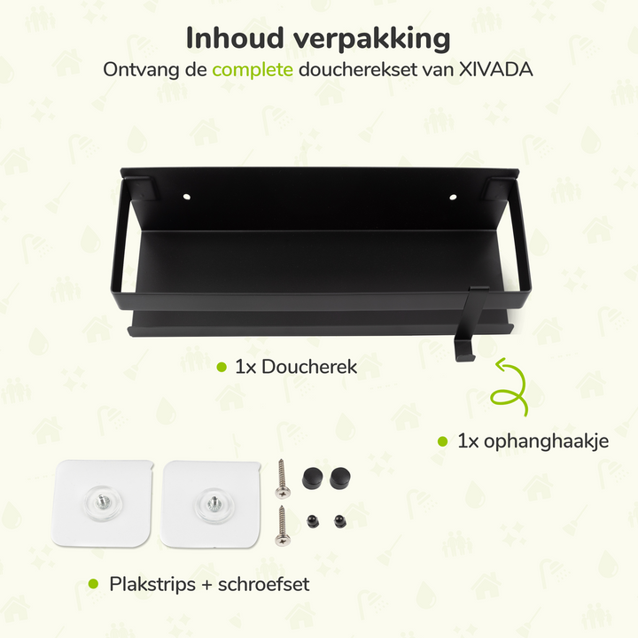 XIVADA Doucherek Teca - Boren - Zelfklevend - Rvs - 30 CM - Zwart (10)