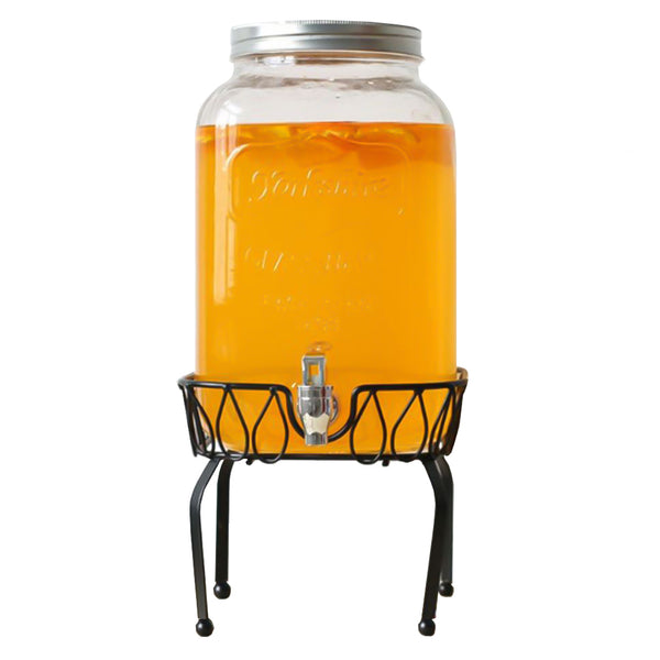 QUVIO Drank/sap dispenser glas met metalen frame