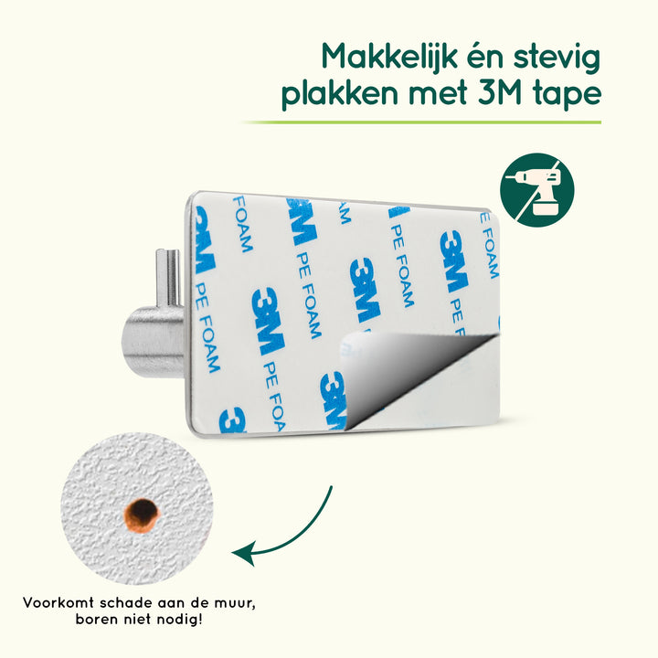 XIVADA Handdoekhaken Duo - Rvs - Plakstrip - Zilver - 2 in 1 (4)