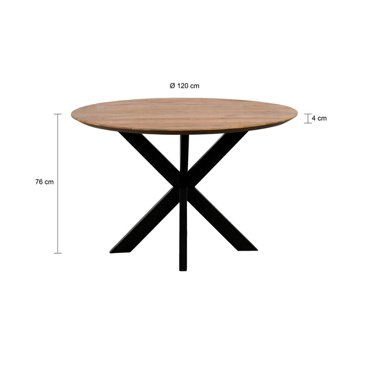 QUVIO Eettafel Sofia – Rond – Ø120 – Kruispoot – Naturel (2)