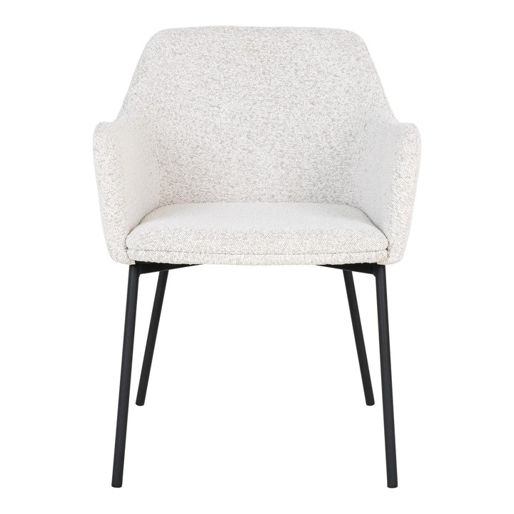 QUVIO Eetkamerstoel Lima - Bouclé - Staal - Wit - Set van 2 (3)