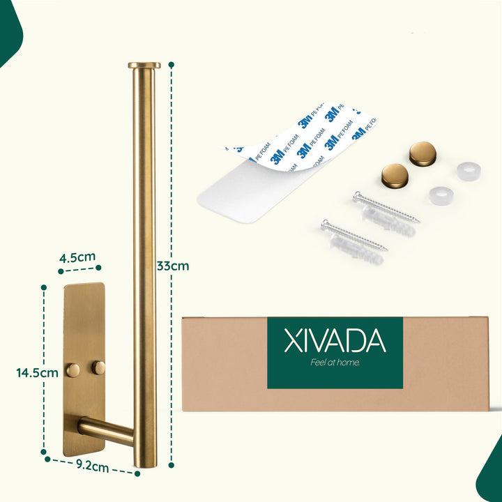 XIVADA Reserverolhouder Fera - Zelfklevend - Schroefset - Rvs - Goud (8)