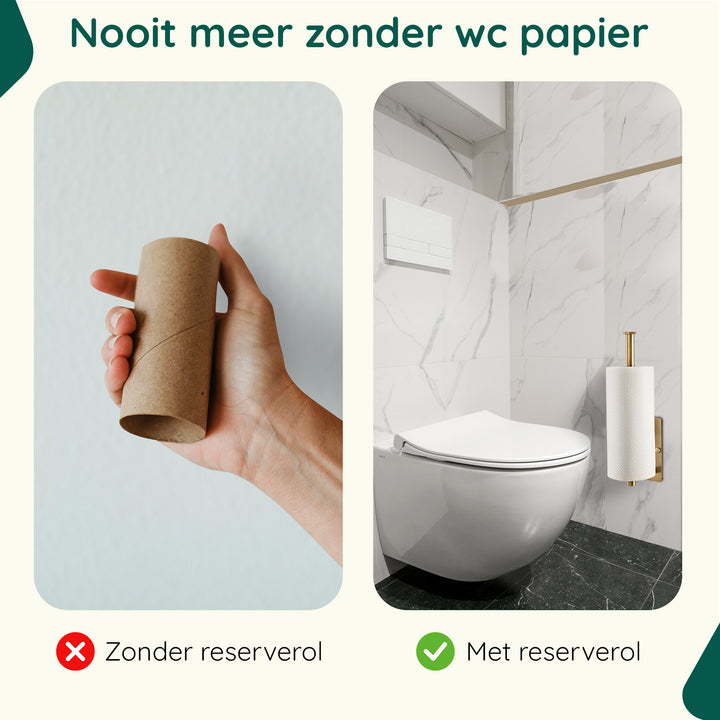 XIVADA Reserverolhouder Fera - Zelfklevend - Schroefset - Rvs - Goud (5)