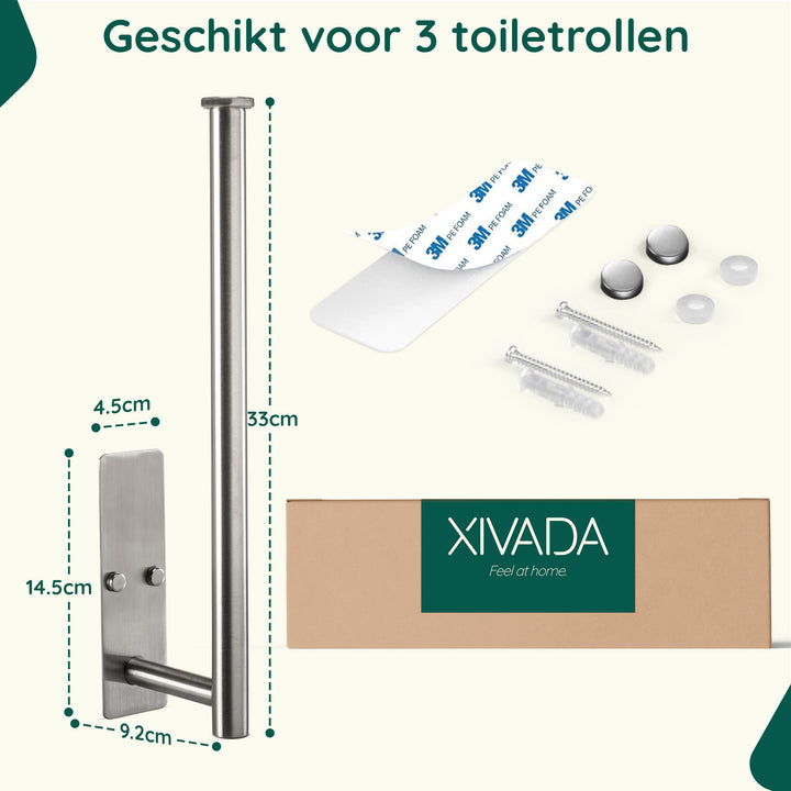 XIVADA Reserverolhouder Fera - Zelfklevend - Schroefset - Rvs - Zilver (8)