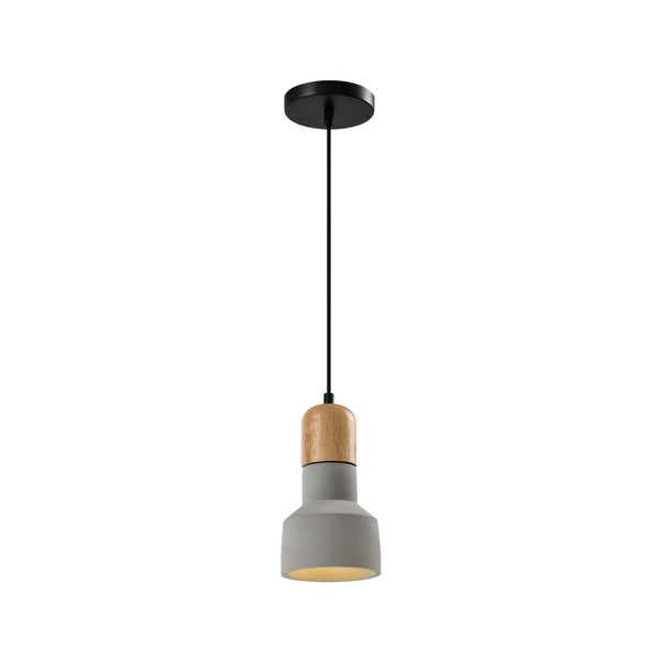 QUVIO Hanglamplangwerpig beton met hout grijs - QUV5143L-GREY