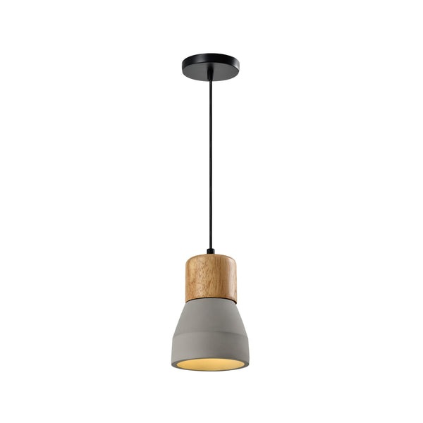 QUVIO Hanglamp langwerpig beton met hout grijs - QUV5144L-GREY