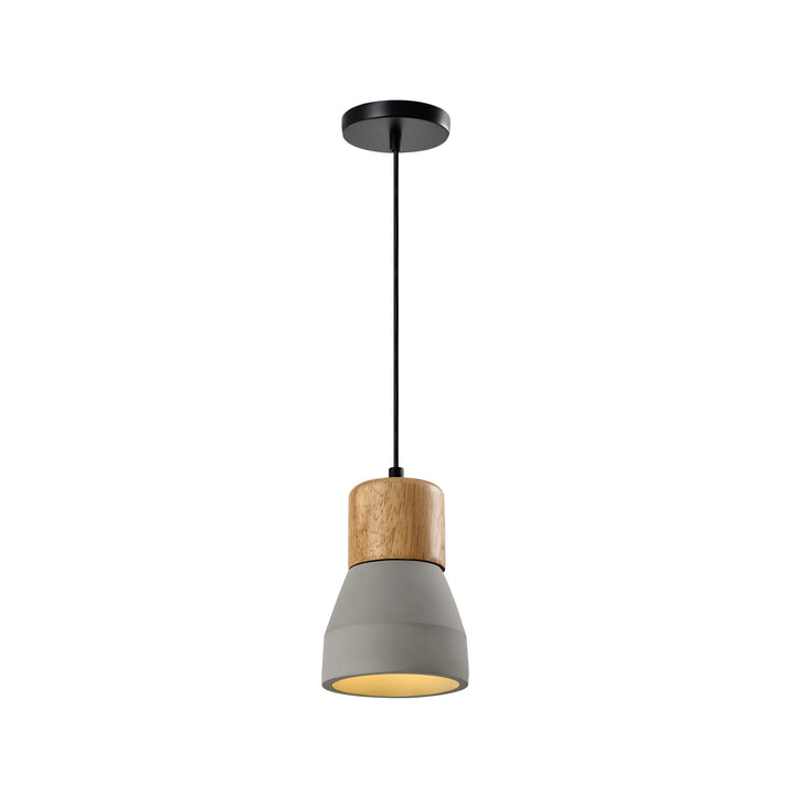 QUVIO Hanglamp langwerpig beton met hout grijs - QUV5144L-GREY