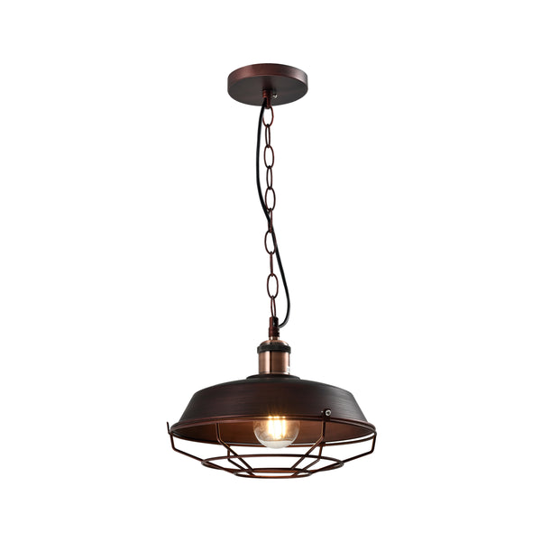 QUVIO Hanglamp staal met rooster koper - QUV5176L-COPPER
