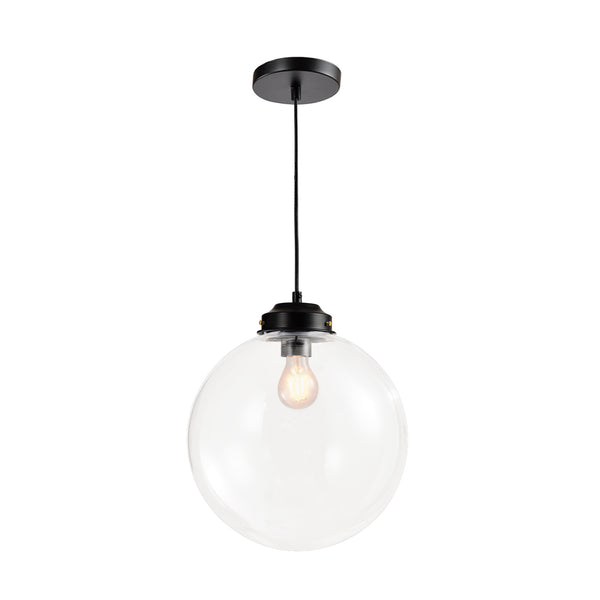 QUVIO Hanglamp retro - Glazen kom - Diameter 30 cm - QUV5060L-BLACK