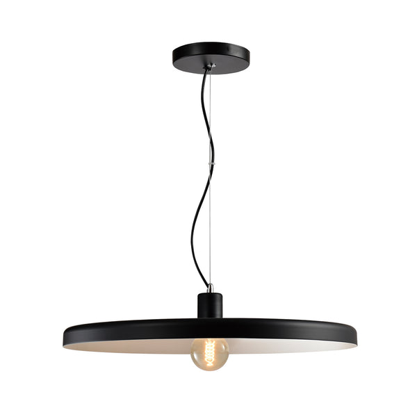 QUVIO Hanglamp rond zwart met witte binnenkant - QUV5073L-BLACK/WHITE