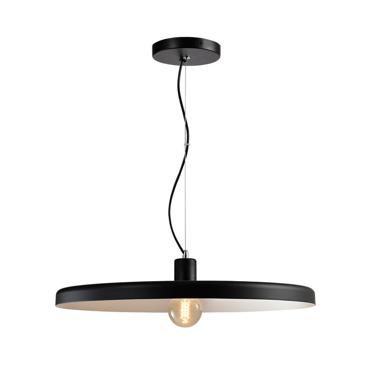 QUVIO Hanglamp rond zwart met witte binnenkant - QUV5073L-BLACK/WHITE