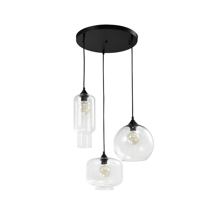 QUVIO Hanglamp glas 3-lichts rond zwart  - QUV5125L-BLACK (1)