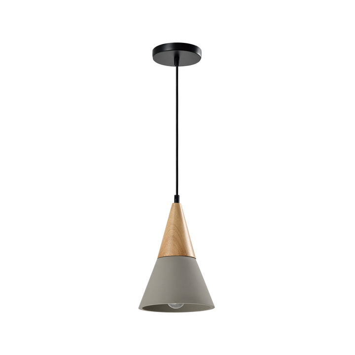 QUVIO Hanglamp langwerpig beton met hout grijs - QUV5141L-GREY (1)