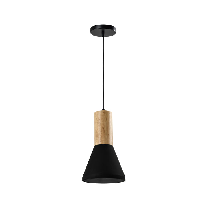 QUVIO Hanglamp langwerpig  beton met hout zwart - QUV5142L-BLACK (1)