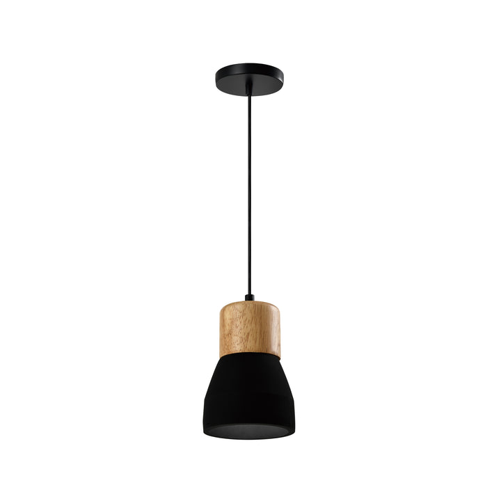 QUVIO Hanglamp langwerpig beton met hout zwart - QUV5144L-BLACK (1)