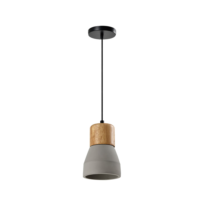 QUVIO Hanglamp langwerpig beton met hout grijs - QUV5144L-GREY (1)