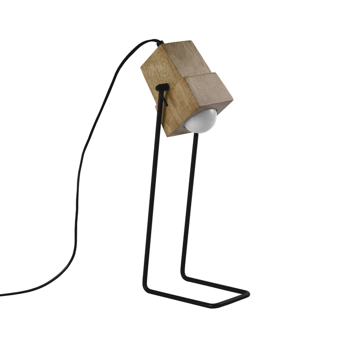 QUVIO tafellamp hout met metalen poten zwart - QUV5172L-BLACK (1)