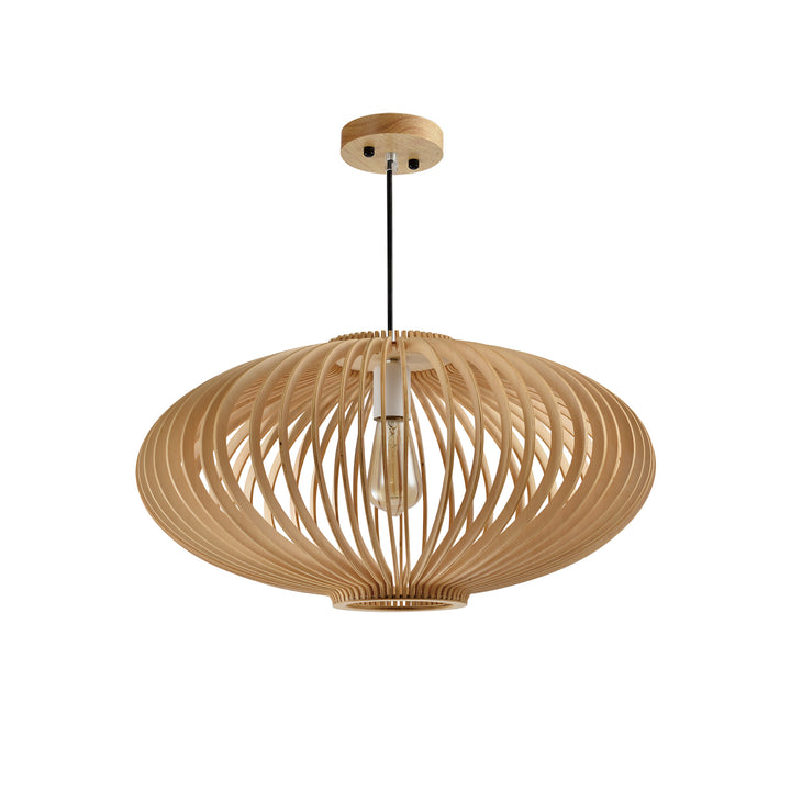 QUVIO Hanglamp hout rond 58cm - QUV5045L-WOOD (1)