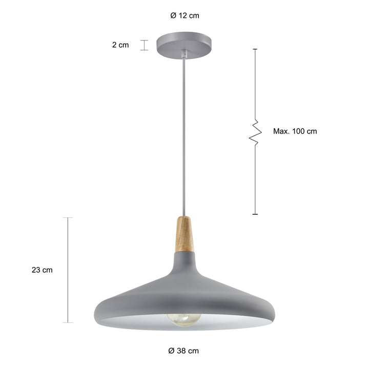 QUVIO Hanglamp rond grijs - QUV5132L-GREY (2)