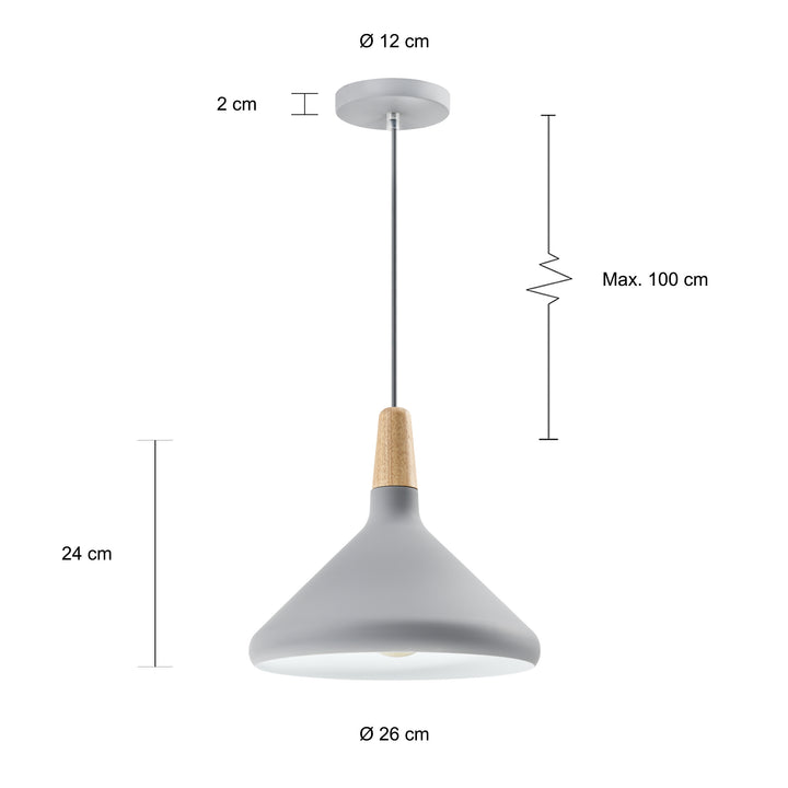 QUVIO Hanglamp rond grijs - QUV5133L-GREY (2)