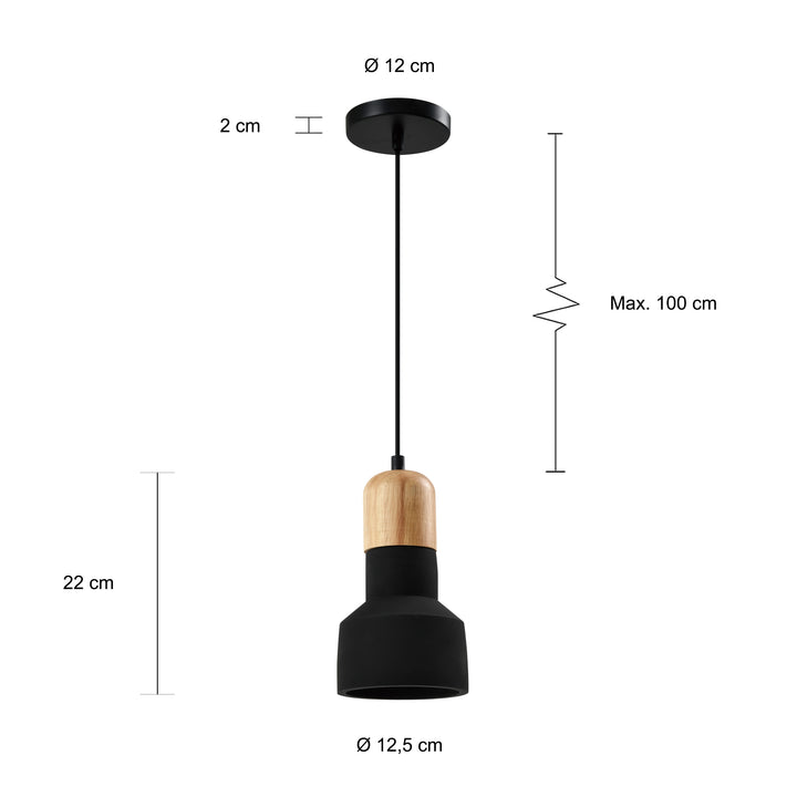 QUVIO Hanglamp langwerpig  beton met hout zwart - QUV5143L-BLACK (2)