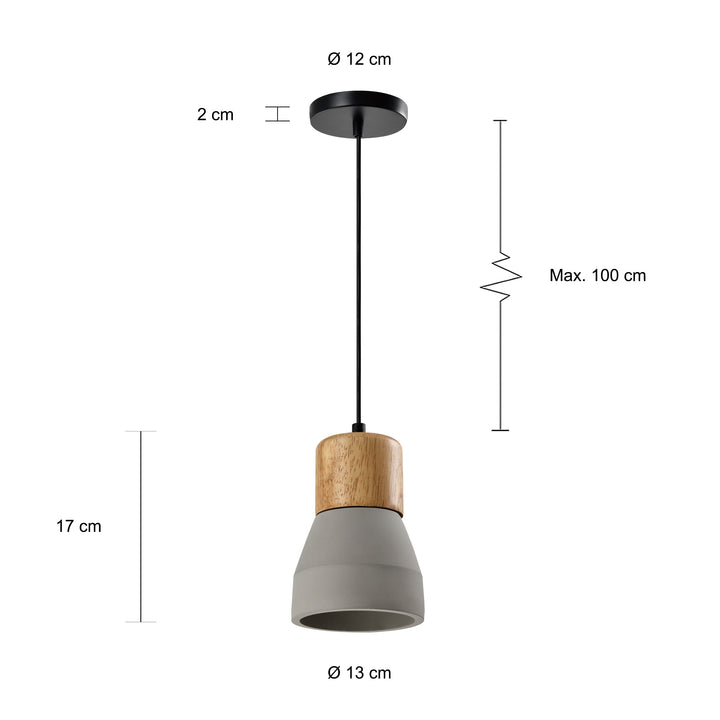 QUVIO Hanglamp langwerpig beton met hout grijs - QUV5144L-GREY (2)