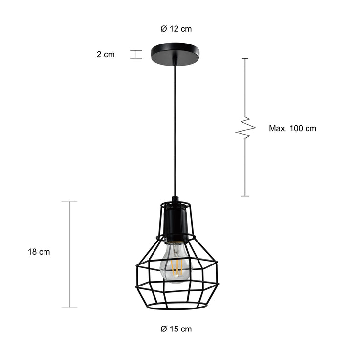 QUVIO Hanglamp metalen frame zwart - QUV5146L-BLACK (2)