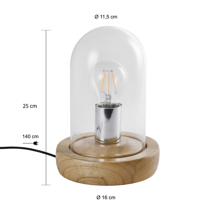 QUVIO Tafellamp met glazen stolp - QUV5171L-WOOD (2)