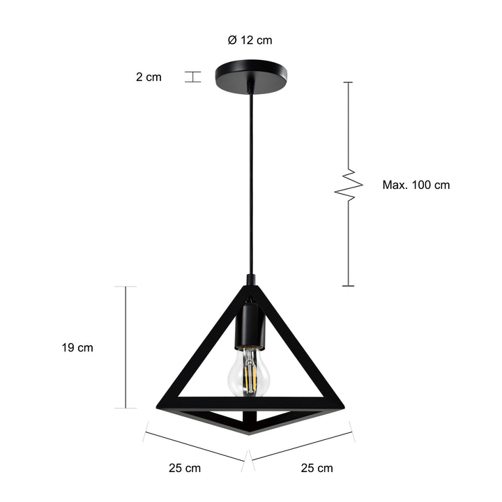 QUVIO Hanglamp met metalen frame driehoek zwart - QUV5151L-BLACK (2)