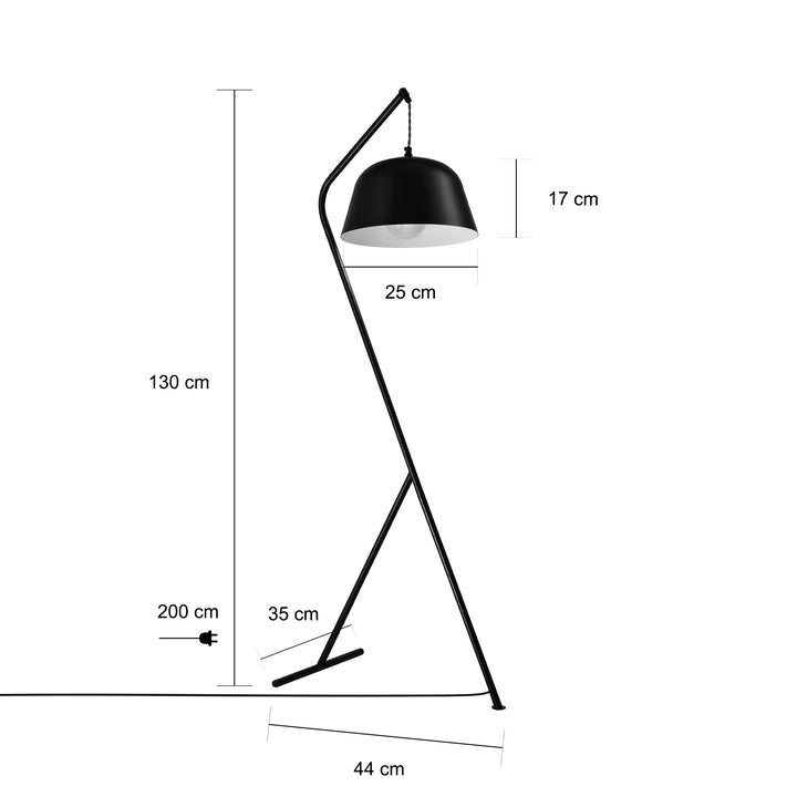 QUVIO Staande lamp metaal ronde lampenkap zwart - QUV5170L-BLACK (2)