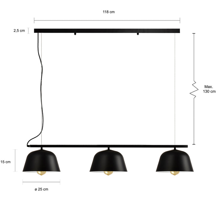 QUVIO Hanglamp 3-lichts - QUV5056L-BLACK (2)