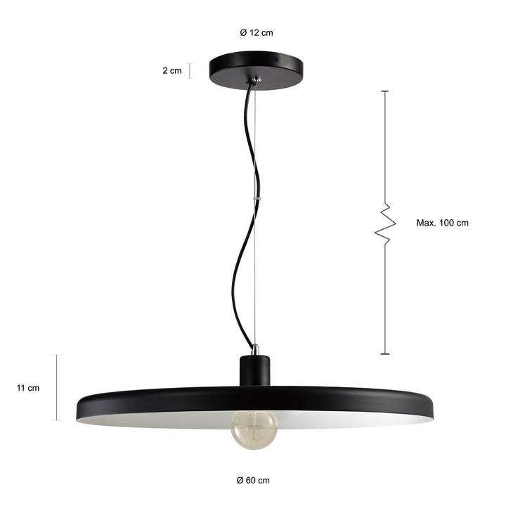 QUVIO Hanglamp rond zwart met witte binnenkant - QUV5073L-BLACK/WHITE (2)