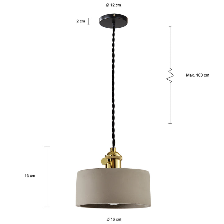 QUVIO Hanglamp cilinder rond grijs - QUV5093L-GREY (2)