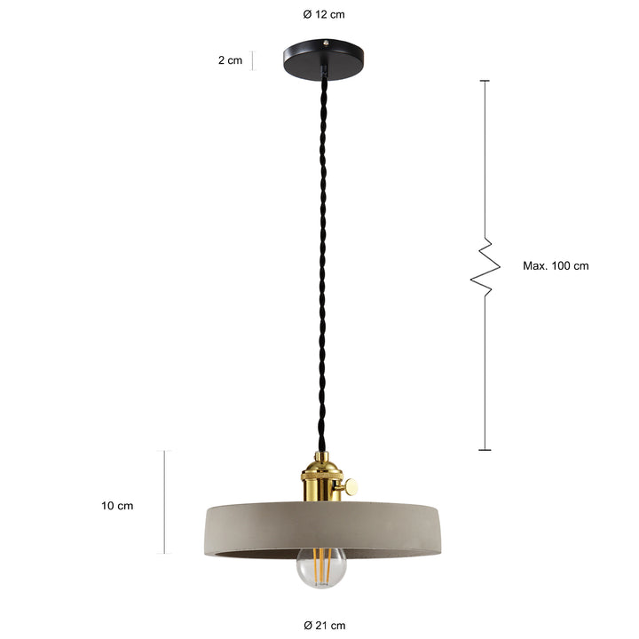 QUVIO Hanglamp beton klein rond grijs - QUV5095L-GREY (2)