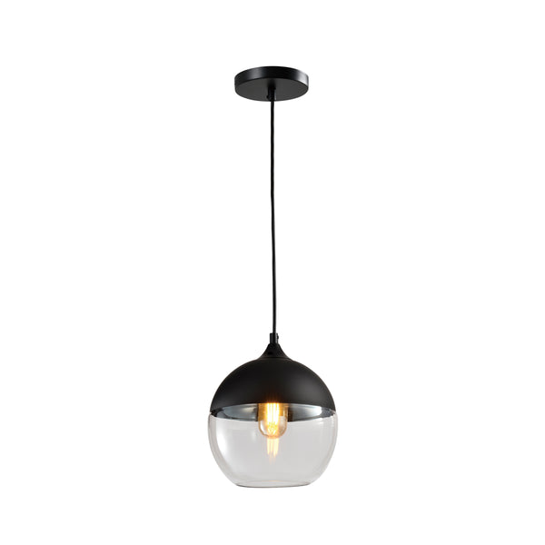 QUVIO Hanglamp glas rond zwart - QUV5103L-BLACK