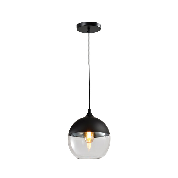 QUVIO Hanglamp glas rond zwart - QUV5103L-BLACK