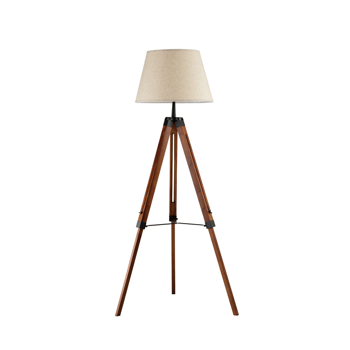 QUVIO Vloerlamp driepoot hout met beige kap - QUV5041L-WOOD (1)