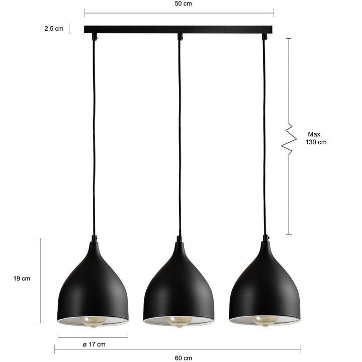 QUVIO Hanglamp 3-lichts zwart - QUV5061L-BLACK (2)