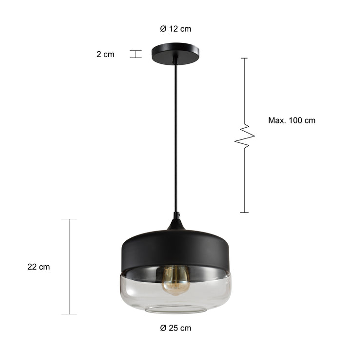 QUVIO Hanglamp glas zwart - QUV5101L-BLACK (2)