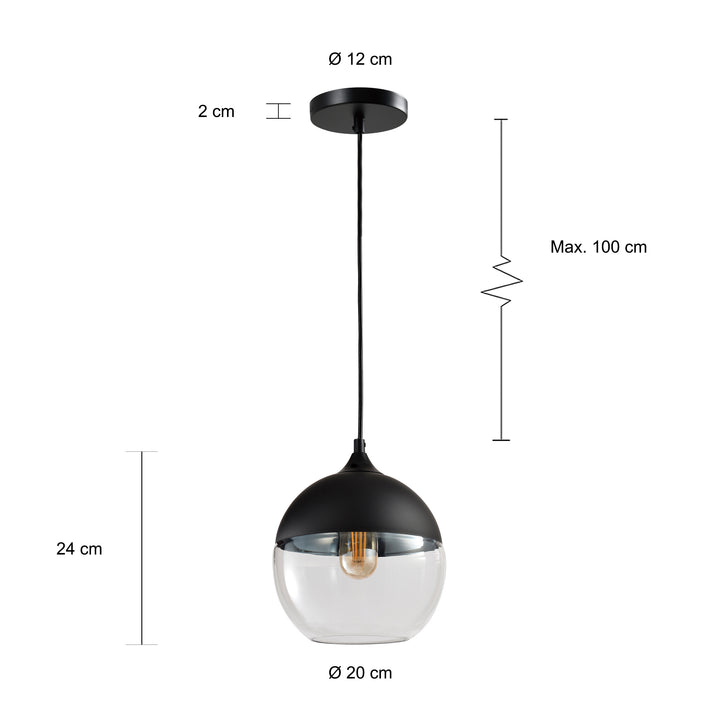 QUVIO Hanglamp glas rond zwart - QUV5103L-BLACK (2)