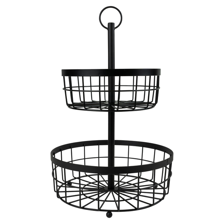 QUVIO Fruitmand 2 laags - Metaal - Zwart (1)