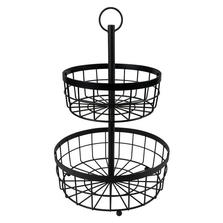 QUVIO Fruitmand 2 laags - Metaal - Zwart (3)