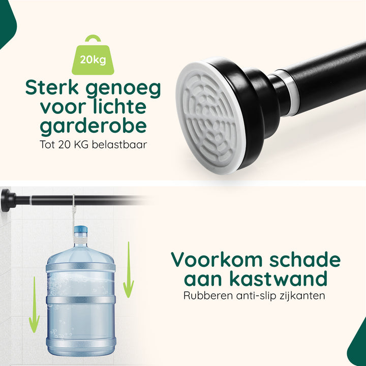 XIVADA Kledingstang Vigo - Zonder boren - Verstelbaar - Zwart (1)