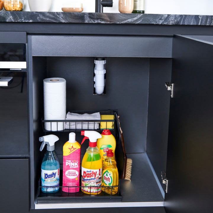 XIVADA Gootsteenkast organizer - Staal - Uitschuifbaar - Zwart (8)