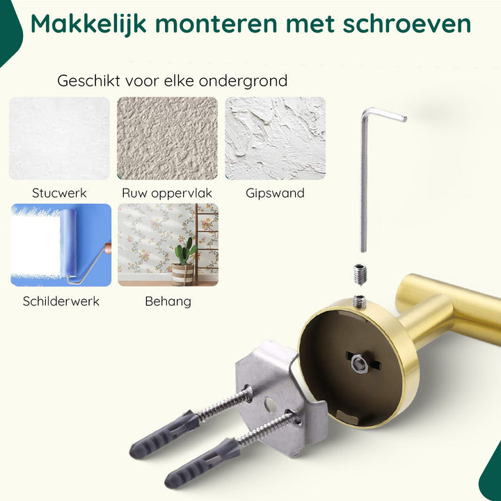 XIVADA Reserverolhouder Banci - Boren - Voor 2 wc rollen - Goud (5)