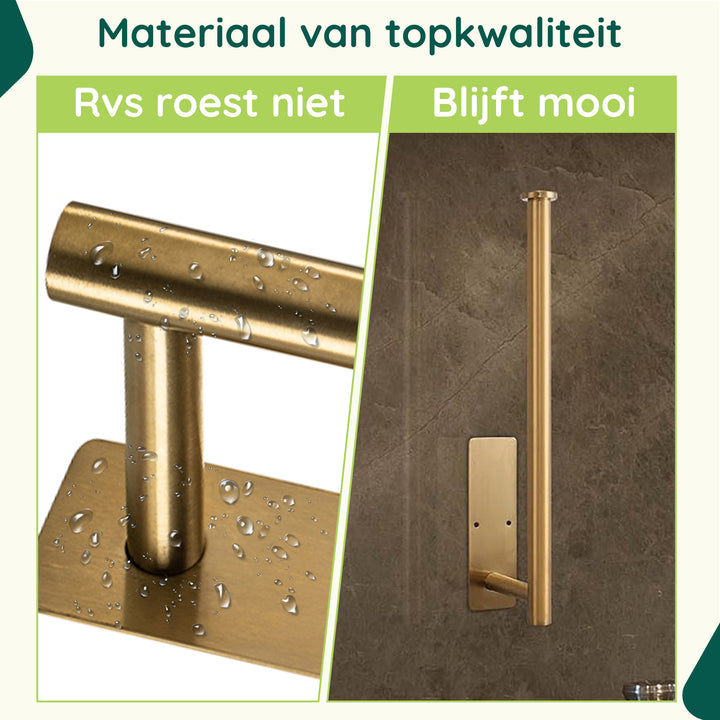 XIVADA Reserverolhouder Fera - Zelfklevend - Schroefset - Rvs - Goud (3)